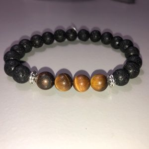 marbled wood lava rock bracelet!!